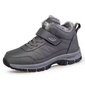 Men's High-top Travel Fleece-lined Warm Hiking Shoes (Option: YS9706 gray-45)